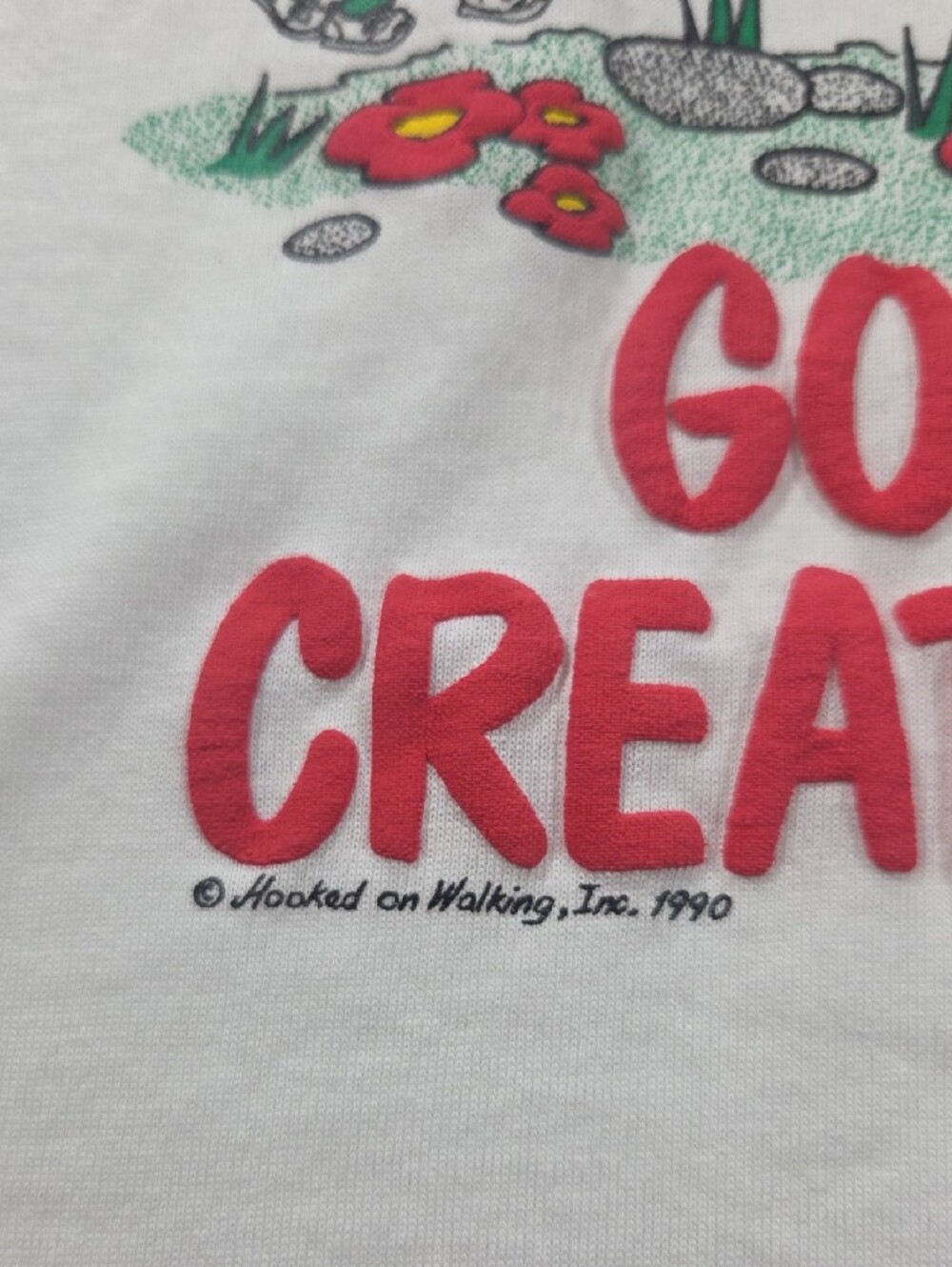 Vintage 1990 Puffy Paint Shirt Screen Stars White Tee Colorful Animal - Picture 4 of 8